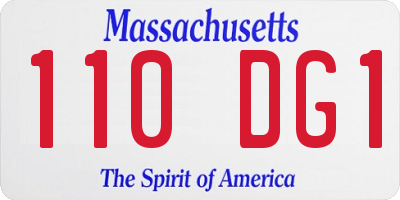MA license plate 110DG1