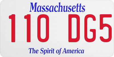 MA license plate 110DG5