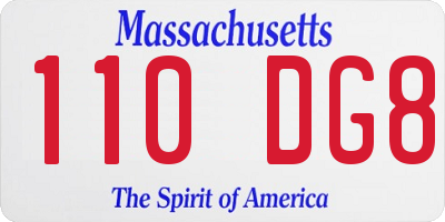 MA license plate 110DG8