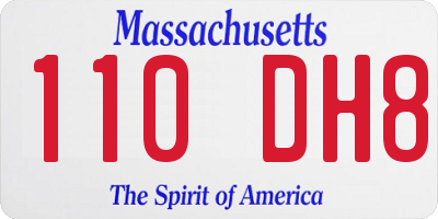 MA license plate 110DH8