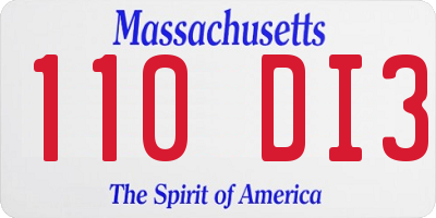MA license plate 110DI3