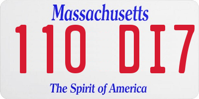 MA license plate 110DI7