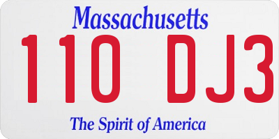 MA license plate 110DJ3