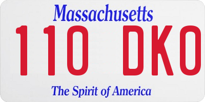 MA license plate 110DK0
