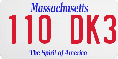 MA license plate 110DK3