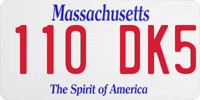 MA license plate 110DK5