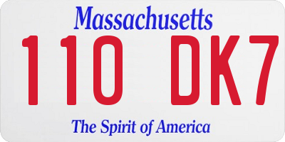 MA license plate 110DK7