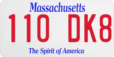 MA license plate 110DK8