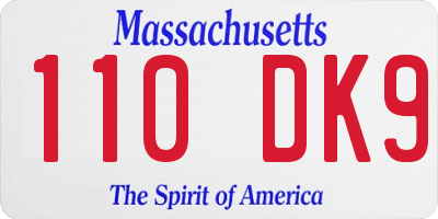 MA license plate 110DK9