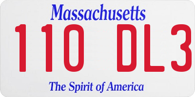 MA license plate 110DL3
