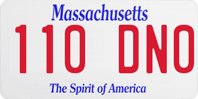 MA license plate 110DN0