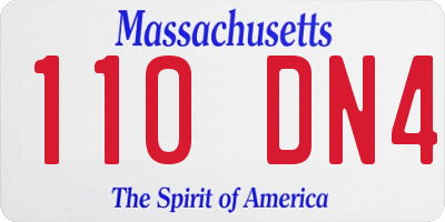 MA license plate 110DN4