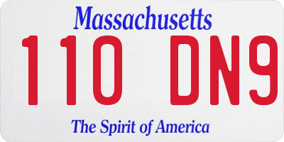 MA license plate 110DN9