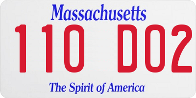 MA license plate 110DO2