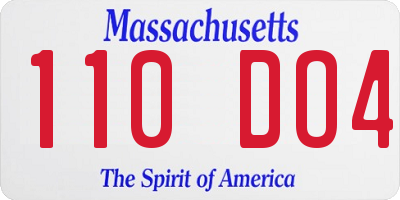 MA license plate 110DO4