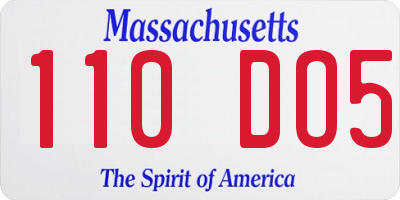 MA license plate 110DO5