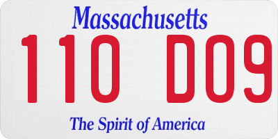 MA license plate 110DO9
