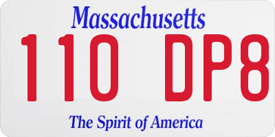 MA license plate 110DP8