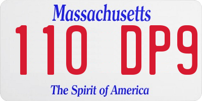 MA license plate 110DP9