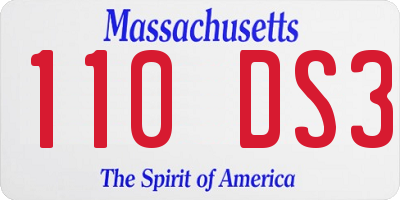 MA license plate 110DS3