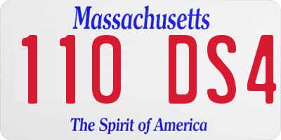MA license plate 110DS4
