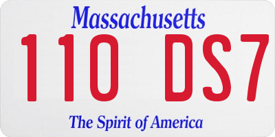MA license plate 110DS7