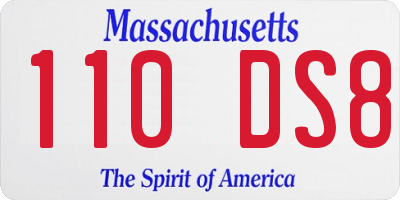 MA license plate 110DS8