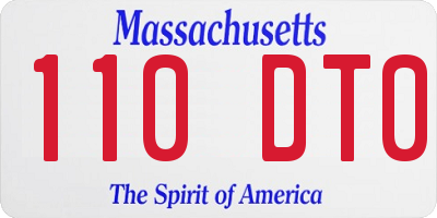 MA license plate 110DT0