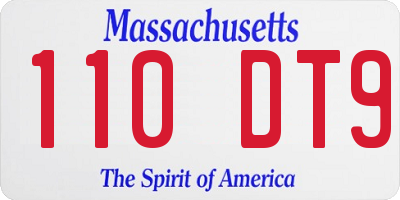 MA license plate 110DT9