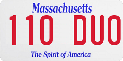MA license plate 110DU0