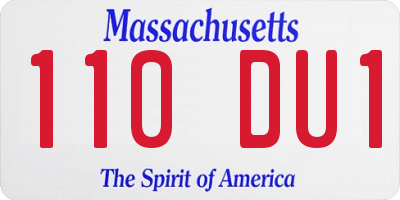 MA license plate 110DU1