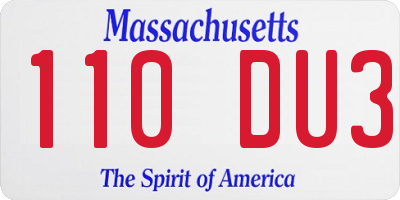 MA license plate 110DU3