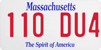 MA license plate 110DU4