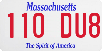 MA license plate 110DU8