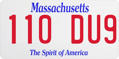 MA license plate 110DU9