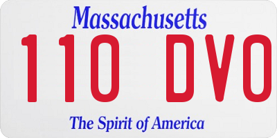 MA license plate 110DV0