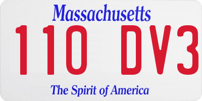 MA license plate 110DV3