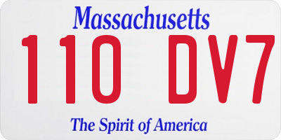 MA license plate 110DV7