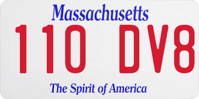 MA license plate 110DV8