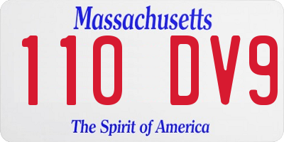 MA license plate 110DV9