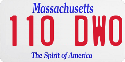 MA license plate 110DW0