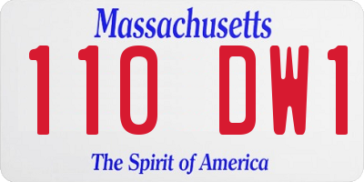 MA license plate 110DW1