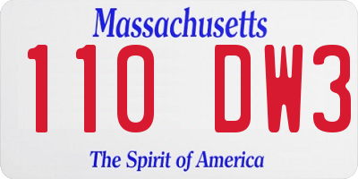 MA license plate 110DW3