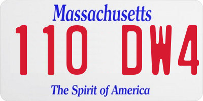 MA license plate 110DW4