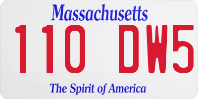 MA license plate 110DW5