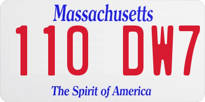 MA license plate 110DW7