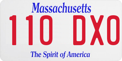 MA license plate 110DX0