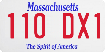 MA license plate 110DX1