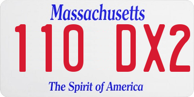 MA license plate 110DX2