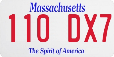 MA license plate 110DX7